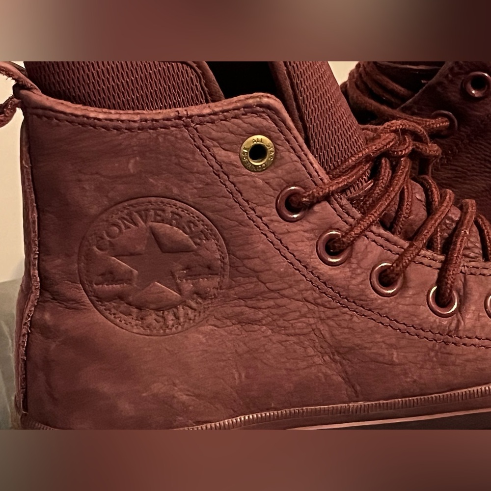 Converse High Top Sneakers - Maroon Leather women’s size 6.5 - Picture 9 of 11